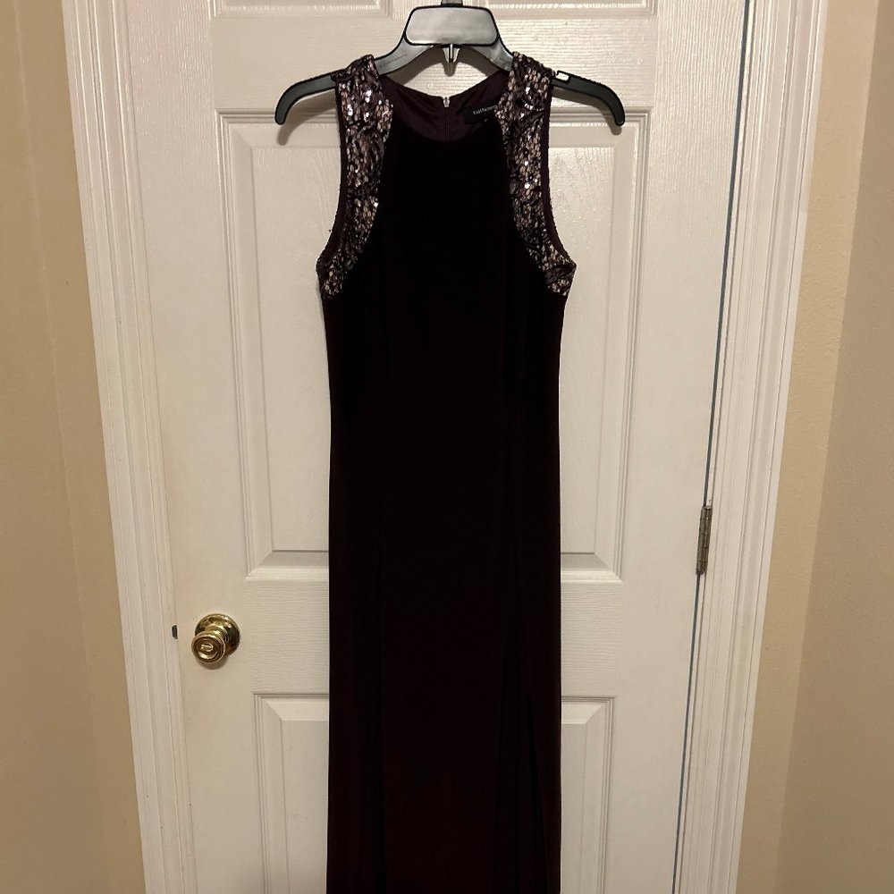 plum evening sleeveless evening dress
